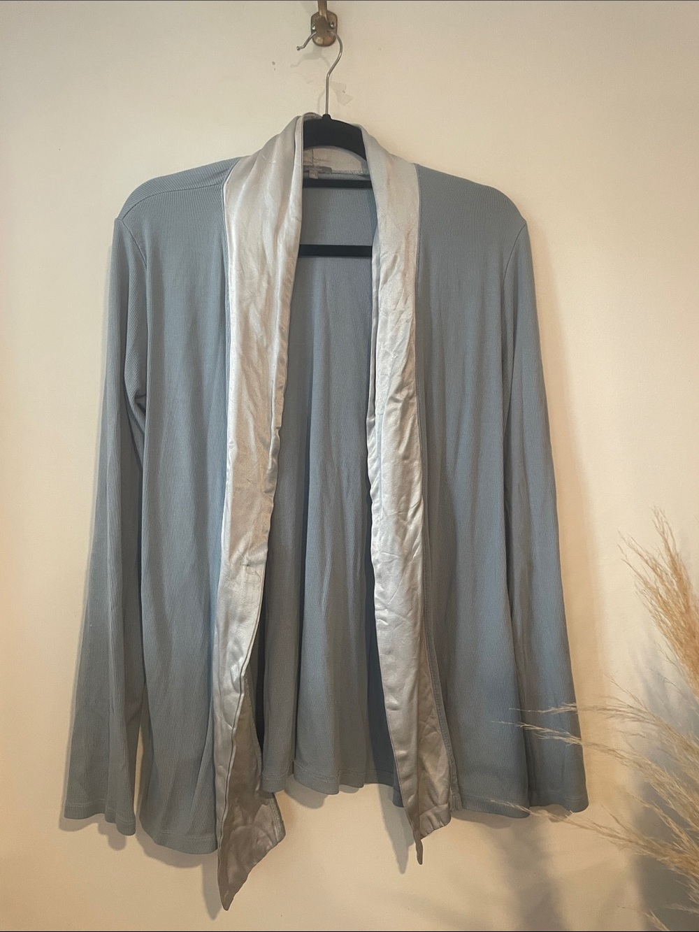 PJ Harlow Shelby Knit Lounge Cardigan Wrap in Morning Blue Sz M B133
